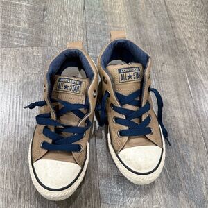 Converse Kids Tan and Navy High-Top Sneakers